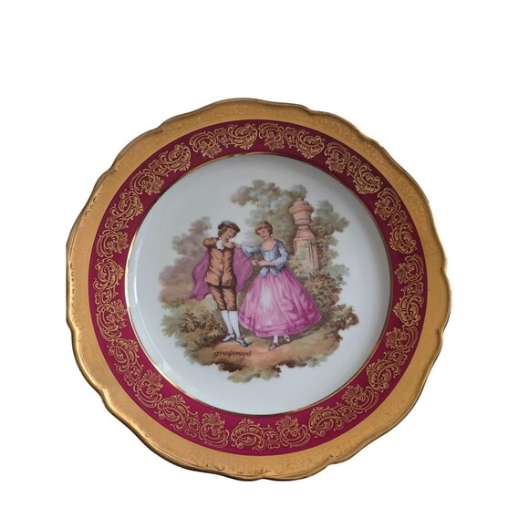 Limoges France Porcelain Decorative Plates Set Of 2 With Romantic Scenes - Picture 7 of 7